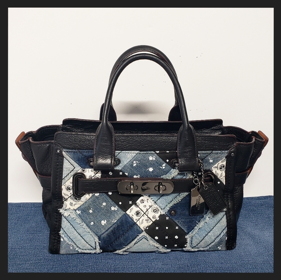Coach Handbags - Coach Swagger ( F38075) Denim Quilt Purse